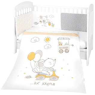 Бебешки спален комплект 3 части с обиколник Kikka Boo EU Style - За легла 60 x 120 или 70 x 140 cm, от серията Joyful Mice - продукт