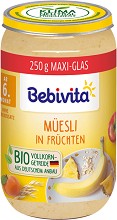 Bebivita - Био каша от плодове с мюсли - Бурканче от 250 g за бебета над 6 месеца - продукт