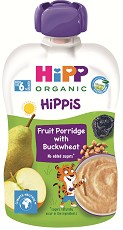HiPP HiPPiS - Био забавна плодова каша с елда - Опаковка от 100 g за бебета над 6 месеца - пюре