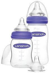 Бебешки шишета за хранене с широко гърло - Natural Wave 160 ml и 240 ml - Комплект от 2 броя със силиконови биберони - шише