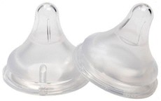 Биберони от силикон за шишета с широко гърло - Natural Wave: Medium Flow - Комплект от 2 броя за бебета над 3 месеца - биберон