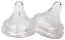 Биберони от силикон за шишета с широко гърло - Natural Wave: Fast Flow - Комплект от 2 броя за бебета над 6 месеца - биберон