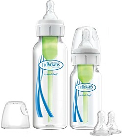 Бебешки стандартни шишета за хранене - Options+ - Комплект от 2 броя със силиконови биберони - шише