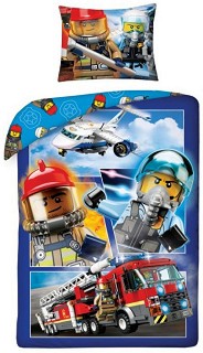 Детски двулицев спален комплект от 2 части - LEGO: City - 100% памук с размери 140 x 200 cm - продукт