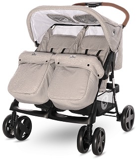 Бебешка количка за близнаци Lorelli Twin 2021 - С 2 броя покривала за крачета и чанта - количка