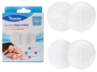 Подплънки за кърмачки за многократна употреба Mycey - 4 броя с торбичка за пране - продукт