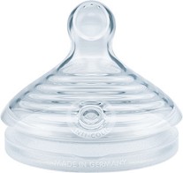 Биберони от силикон за шишета с широко гърло - Nature Sense Softer: Slow - Комплект от 2 броя с размер S за бебета от 0+ месеца - биберон