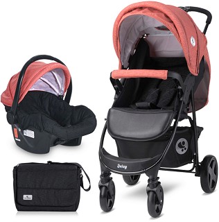Бебешка количка 2 в 1 Lorelli Daisy Basic Set - С лятна седалка, кош за кола, покривало за крачета и чанта - количка