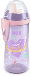 Флуоресцентно неразливащо се преходно шише NUK Kiddy Cup Glow in the Dark - 300 ml, с твърд накрайник, от серията First Choice, 12+ м - чаша