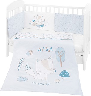 Бебешки спален комплект 3 части с обиколник Kikka Boo EU Style - За легла 60 x 120 или 70 x 140 cm, от серията Little Foxs - продукт