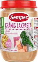 Semper - Пюре от паста със сьомга и броколи - Бурканче от 190 g за бебета над 12 месеца - пюре