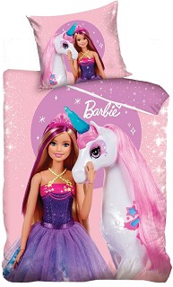 Детски двулицев спален комплект 2 части Барби - 140 x 200 cm, на тема Barbie - продукт