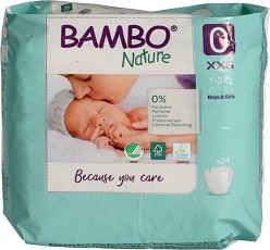 Еко пелени Bambo Nature 0 XXS - 24 броя, за бебета 1-3 kg - продукт