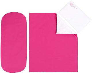 Зимен спален комплект за бебешка количка 6 части Kikka Boo Solid Pink - За матрак 40 x 80 cm - продукт