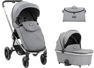 Бебешка количка 2 в 1 Kikka Boo Vicenza Premium - С кош за новородено, лятна седалка и чанта - количка