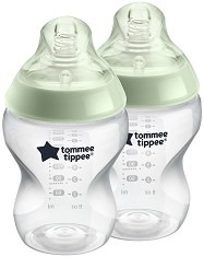 Бебешки шишета за хранене - Closer to Nature: Easi Vent 260 ml - Комплект от 2 броя със силиконов биберон за новородени - шише