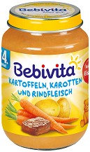 Пюре от картофи, моркови и телешко месо Bebivita - 190 g, за 4+ месеца - продукт